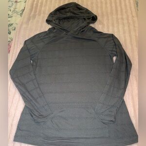 Women’s Brisas Gray Hooded Long Sleeve Hoodie Perforated Stripes Size Medium